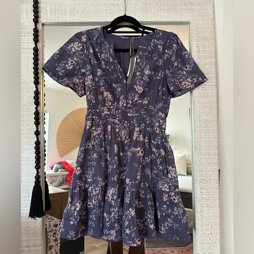 ANTHROPLOGIE blue floral dress with pockets